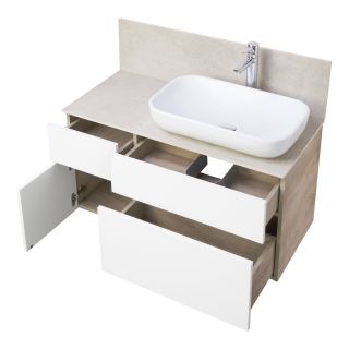 Тумба под раковину Акватон Мишель 100см дуб эндгрейн/белый 1A244101MIX40